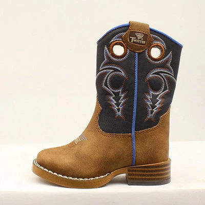 Twister Toddler's Brown And Navy Ben Square Toe Boots 1 Twister Toddler's Brown And Navy Ben Square Toe Boots