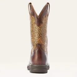 Ariat Clay And Brown Floral Square Toe Boots -Western Jeans Store 10042421 heel warm 1