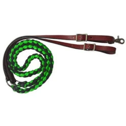 Showman 8' Braided Leather End Reins -Western Jeans Store 19630Lime