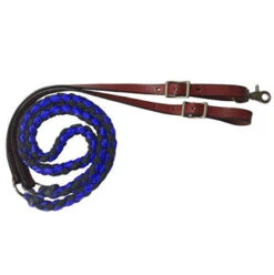 Showman 8' Braided Leather End Reins -Western Jeans Store 19630R.bluu