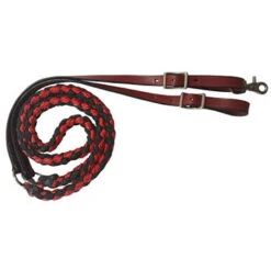 Showman 8' Braided Leather End Reins -Western Jeans Store 19630Red