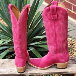 Macie Bean Hot Pink Suede Boots -Western Jeans Store 20230522 141319copy