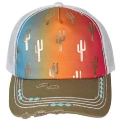 Rainbow Distressed Edge Cactus Cap