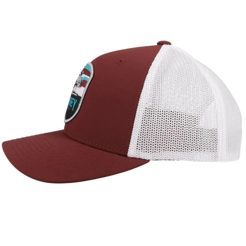 Hooey YOUTH Maroon/White Cheyenne Cap-Turqoise Cheyenne Patch 2 Hooey YOUTH Maroon/White Cheyenne Cap-Turqoise Cheyenne Patch - Image 2