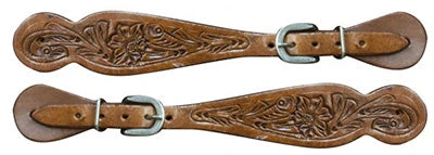 Ladies Brown Floral Spur Straps 1 Ladies Brown Floral Spur Straps