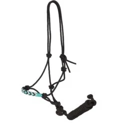 Oxbow Black Rope Halter With Turquoise Beaded Nose