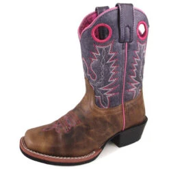 Smoky Mountain Kid's Brown And Purple Square Toe Boot