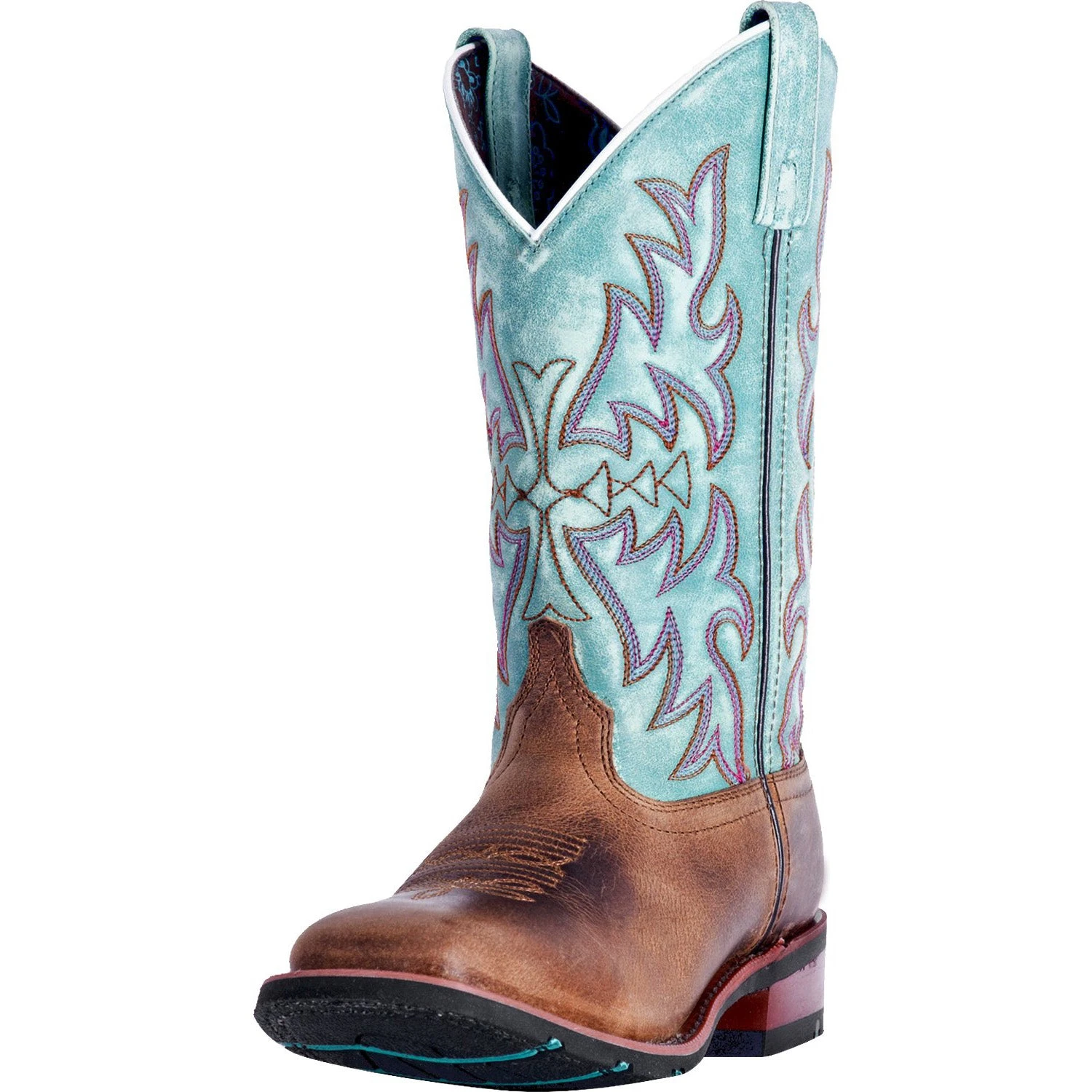 Laredo Brown And Turquoise Anita Square Toe Boot 1 Laredo Brown And Turquoise Anita Square Toe Boot