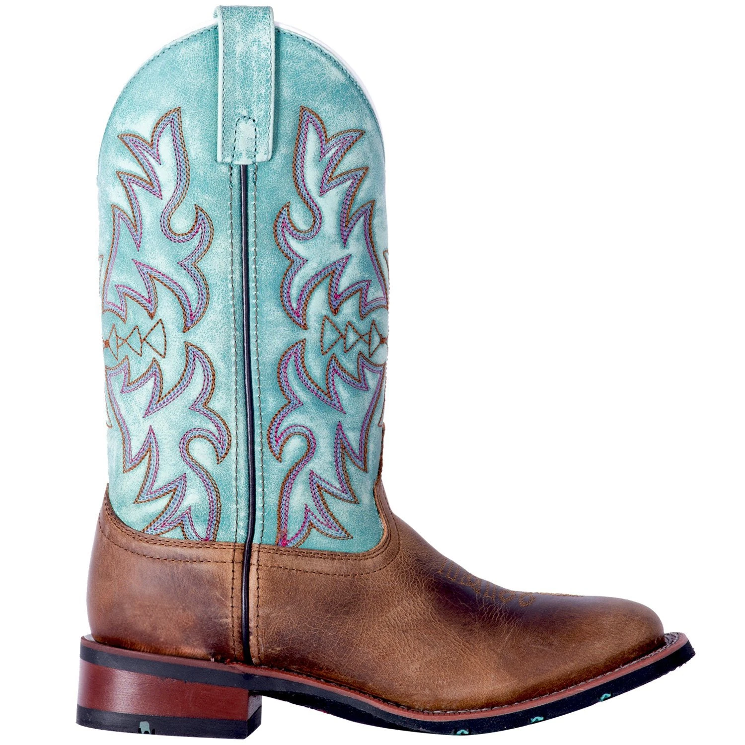 Laredo Brown And Turquoise Anita Square Toe Boot 2 Laredo Brown And Turquoise Anita Square Toe Boot - Image 2