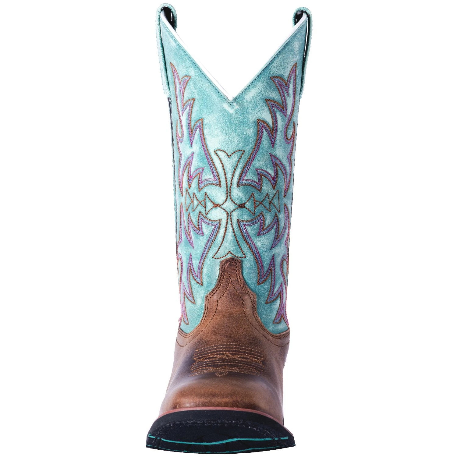 Laredo Brown And Turquoise Anita Square Toe Boot 4 Laredo Brown And Turquoise Anita Square Toe Boot - Image 4