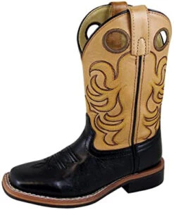 Kid's Black And Tan Square Toe Boots