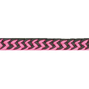 Partrade Pink And Black Braided Barrel Reins 1 Partrade Pink And Black Braided Barrel Reins