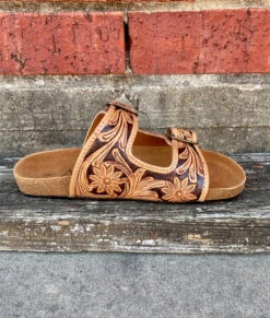 American Darling Tooled Double Buckle Sandals -Western Jeans Store IMG 4641