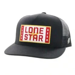 Hooey High Profile Black Cap-Lone Star Beer Patch