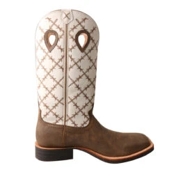 Twisted X Bomber/White Barbed Wire Square Toe Boots -Western Jeans Store MRS0056.04