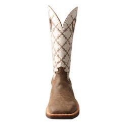 Twisted X Bomber/White Barbed Wire Square Toe Boots -Western Jeans Store MRS0056.05