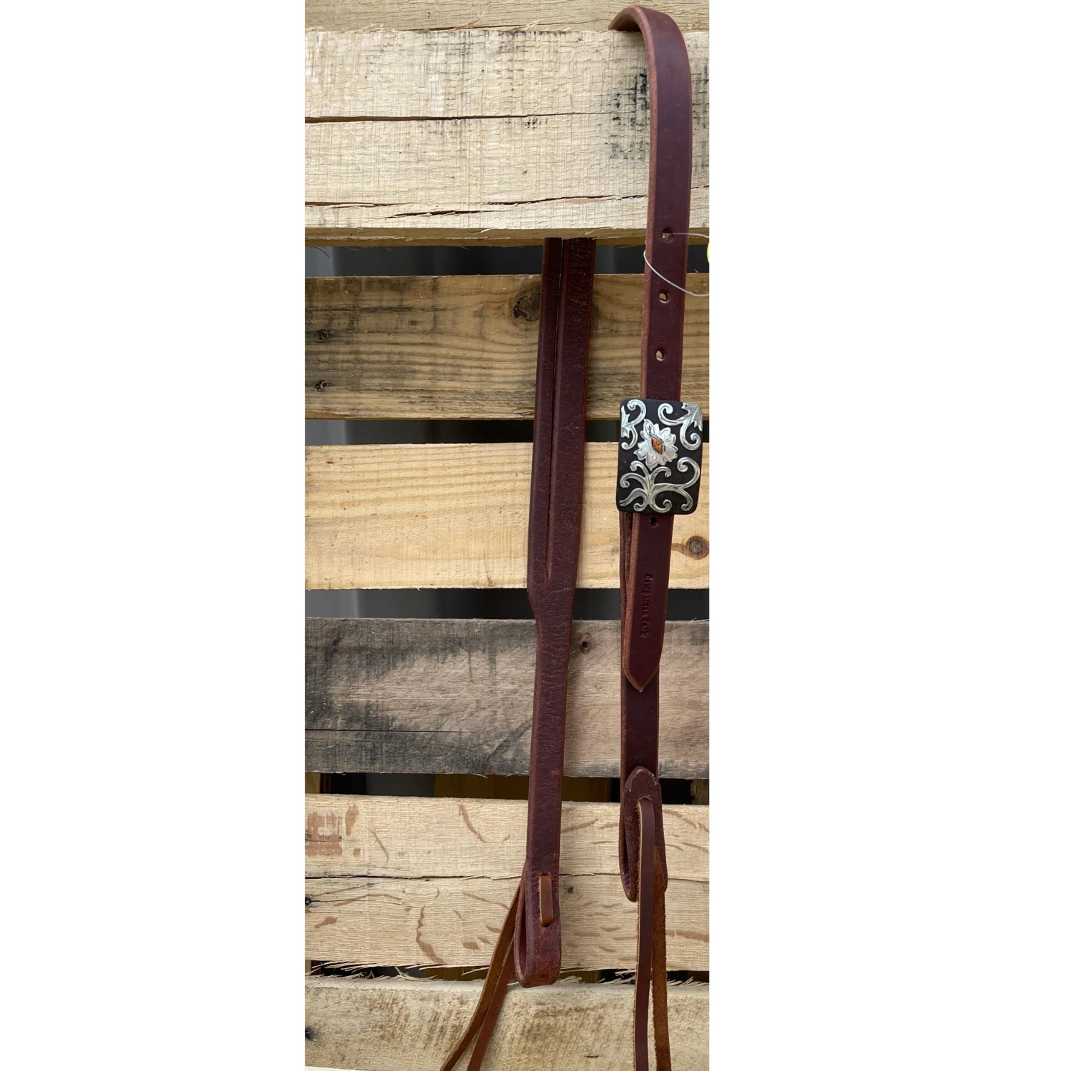 Cowperson Tack 3/4" Split Ear Headstall With Square Floral Buckle 1 Cowperson Tack 3/4" Split Ear Headstall With Square Floral Buckle