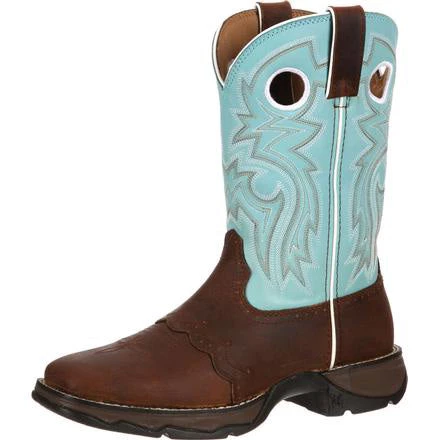 Durango Women's Brown And Powder Blue Square Toe 1 Durango Women's Brown And Powder Blue Square Toe