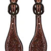 Ladies Dark Oiled Floral Tooled Spur Straps