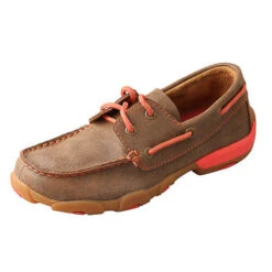 Twisted X Youth Brown And Coral Driving Moc