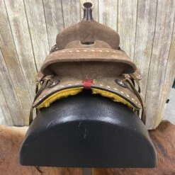 Double T 13 Inch Cheetah Roughout Saddle -Western Jeans Store back de015226 288f 4f4c afb3 15df2da99597