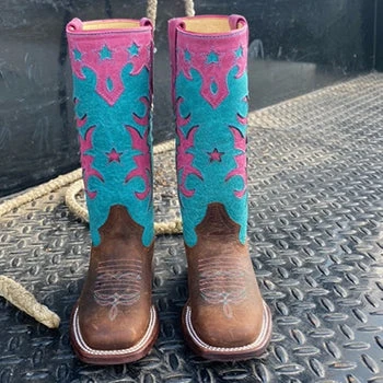 Macie Bean Pink & Turquoise Mad Dog Tall Boots 2 Macie Bean Pink & Turquoise Mad Dog Tall Boots - Image 2