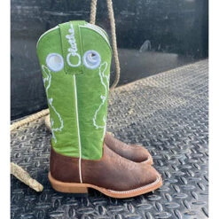 Olathe Kids Brown And Green Bucking Horse Boots -Western Jeans Store olathe2