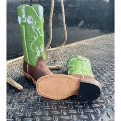 Olathe Kids Brown And Green Bucking Horse Boots -Western Jeans Store olathe4