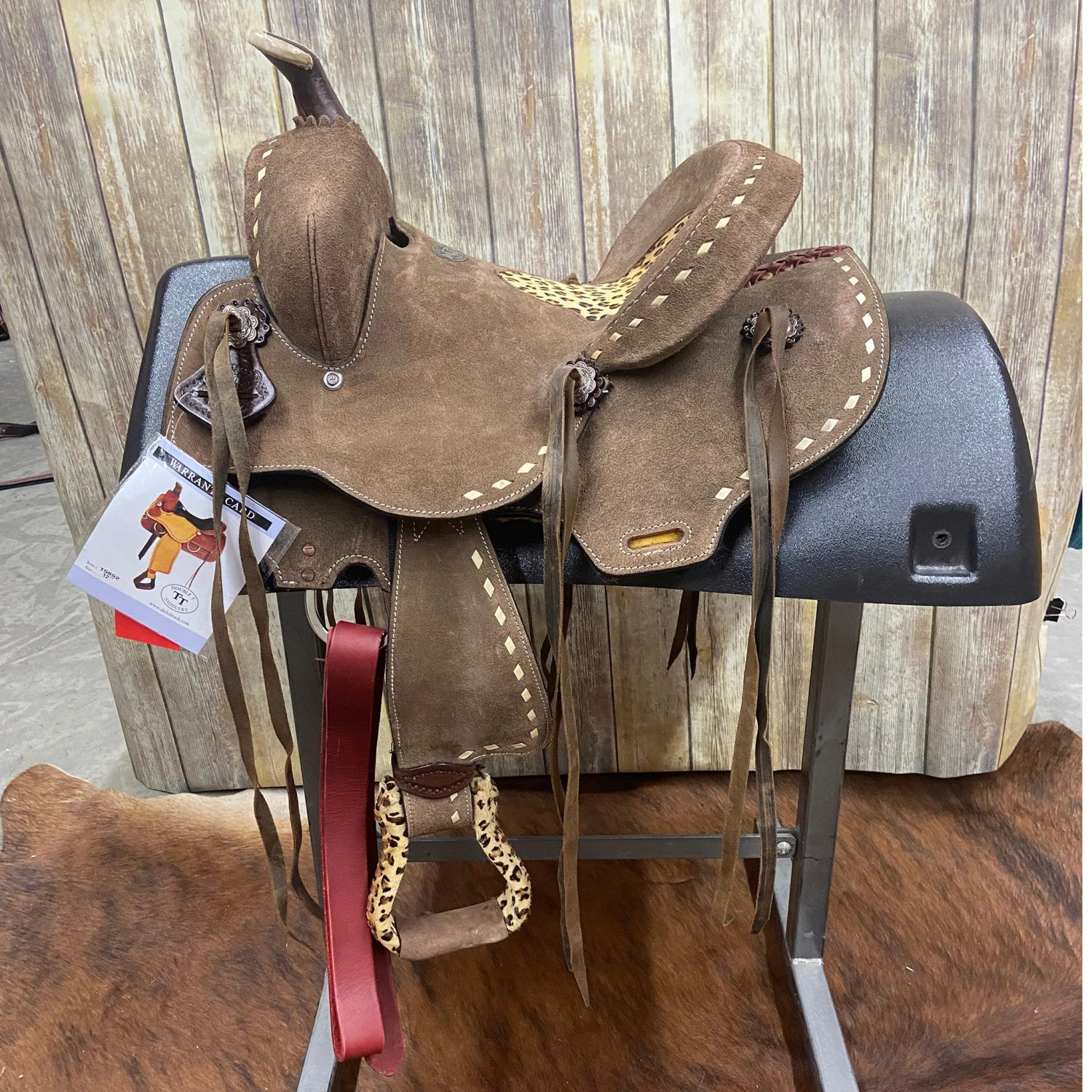 Double T 12 Inch Cheetah Roughout Saddle 1 Double T 12 Inch Cheetah Roughout Saddle