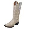Women's Beige Shimmer Lace Square Toe Boots